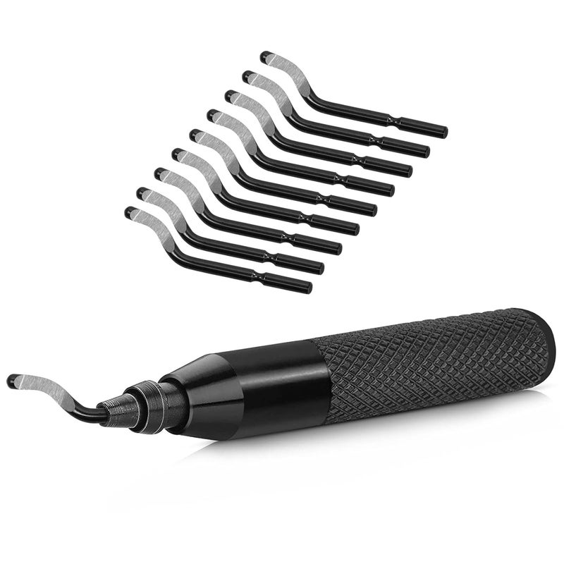 Askwhy Deburring Tool Set with 10 High-Speed Steel BS1010 Blades – Rotary Burr Removal Tool for Metal, Plastic, 3D Prints, PVC Tubes – Efficient Deburrer for Aluminum, Copper, and More (Black) - Image 1